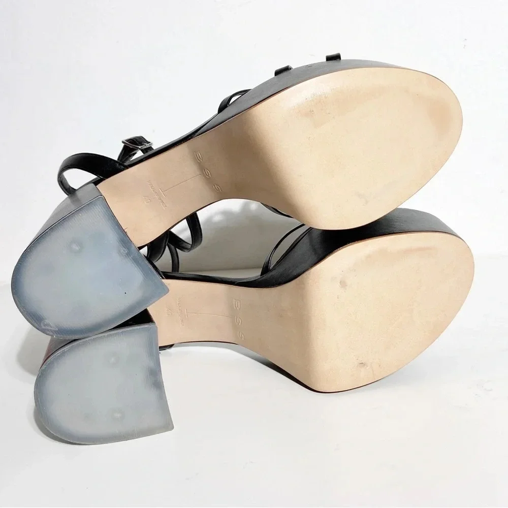 New BLACK SUEDE STUDIO Emani Strappy Platform Sandal in black size 40